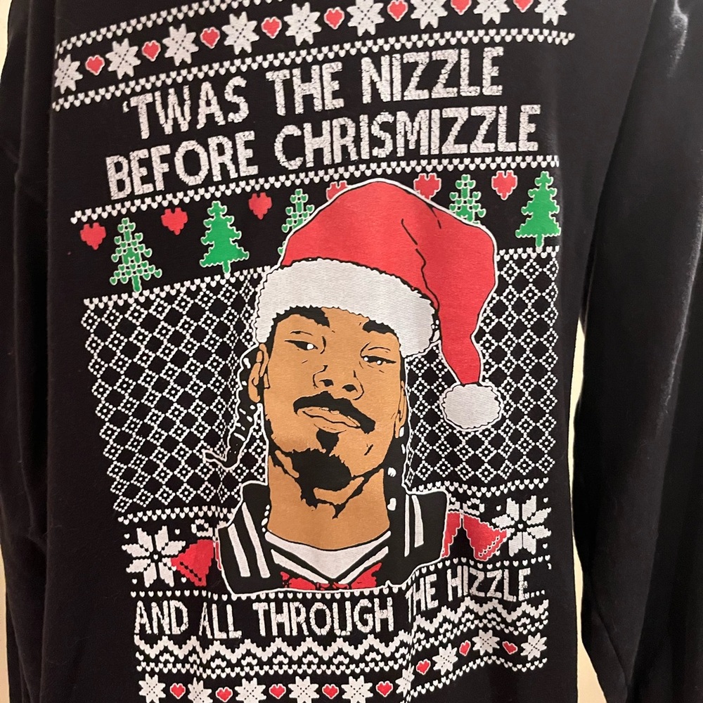 Black Christmas Sweater with Snoop Dogg Design